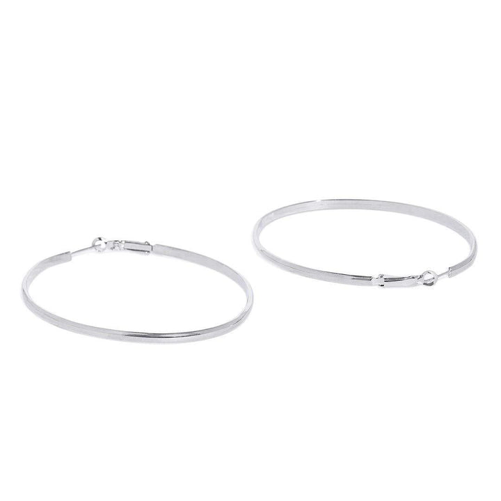Silver-Plated Oval Hoop Earrings - Trendisia