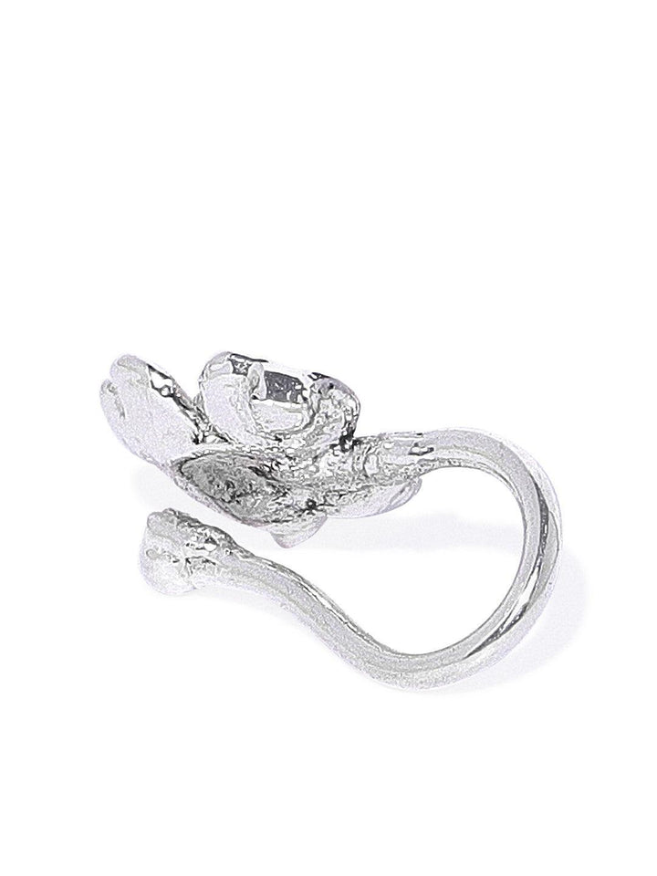 Silver Plated Oxidised Textured CZ Nose Ring - Trendisia