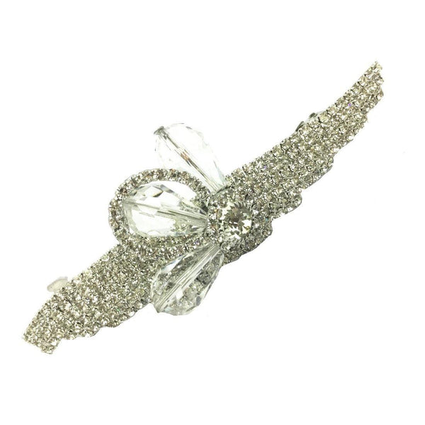 Silver Plated Rhinestone Hair Barrette - Trendisia