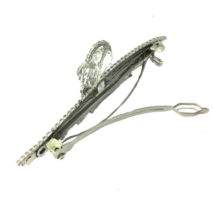 Silver Plated Rhinestone Hair Barrette - Trendisia