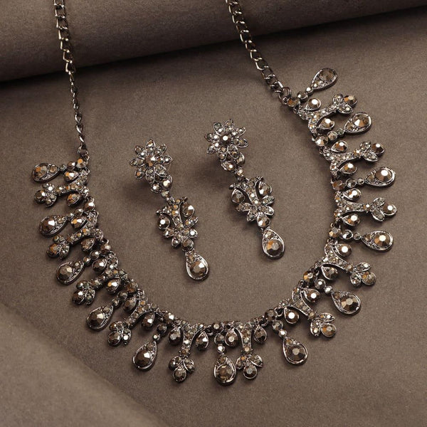 Silver-Plated Stone Studded Jewellery Set - Trendisia