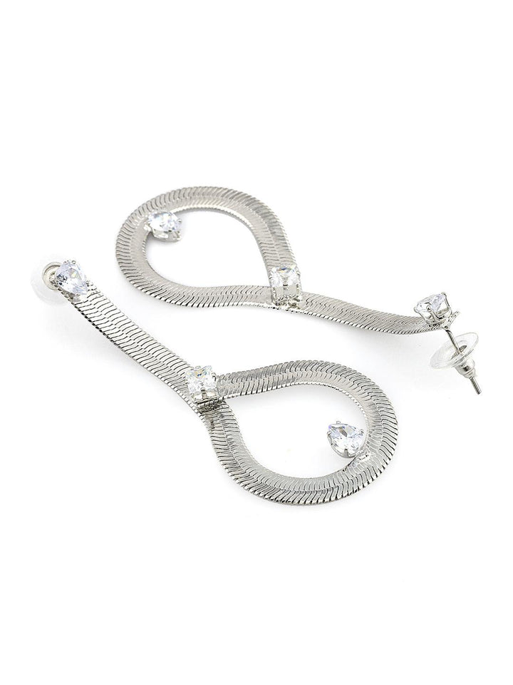 Silver Plated Teardrop Stone Drop Earrings - Trendisia