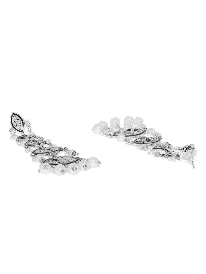 Silver-Plated White Classic Drop Earrings - Trendisia