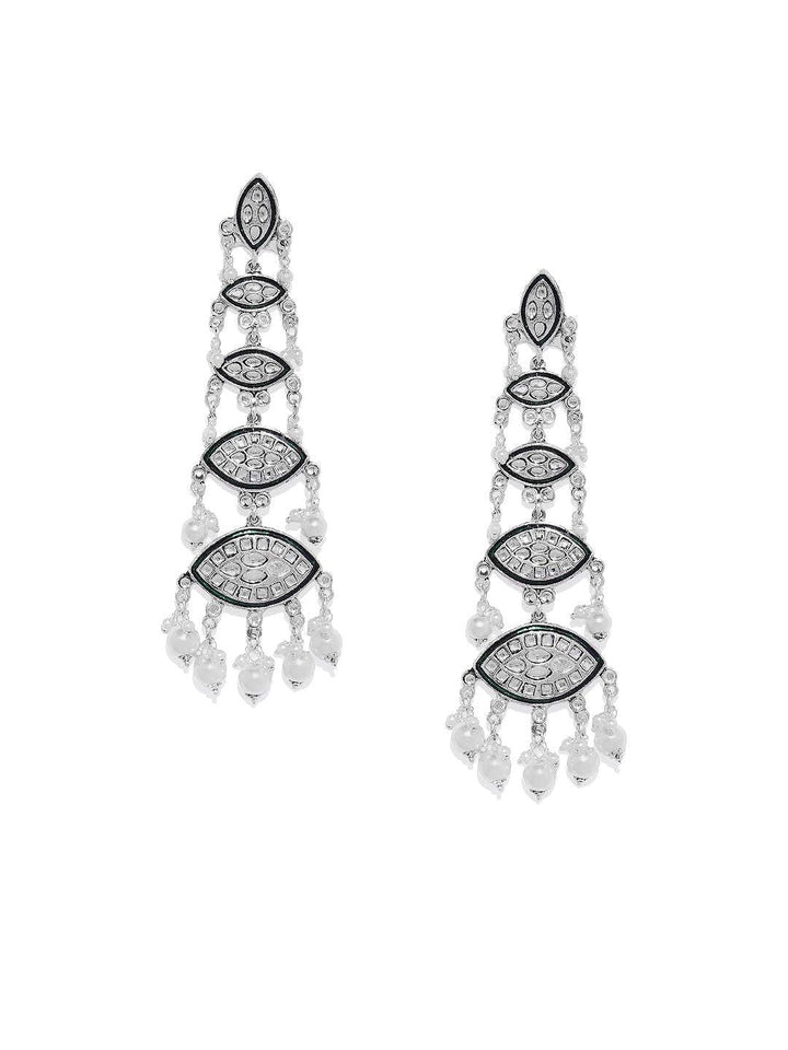 Silver-Plated White Classic Drop Earrings - Trendisia