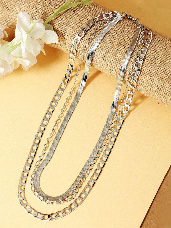 Silver-Toned Brass Silver-Plated Layered Chain - Trendisia