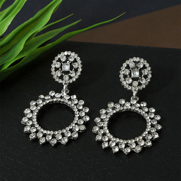Silver-Toned Circular Drop Earrings - Trendisia