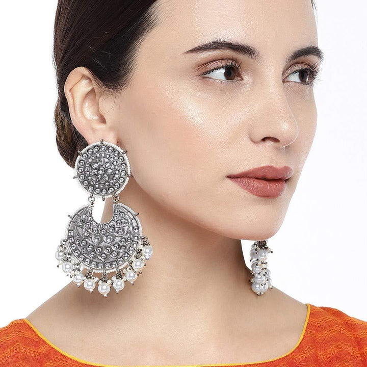 Silver-Toned Classic Afghan Chandbalis - Trendisia