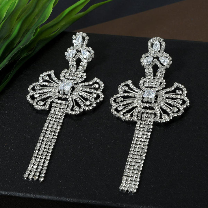 Silver-Toned Contemporary Drop Earrings - Trendisia