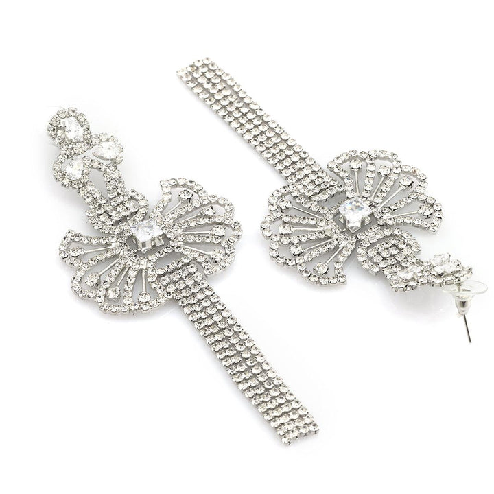 Silver-Toned Contemporary Drop Earrings - Trendisia