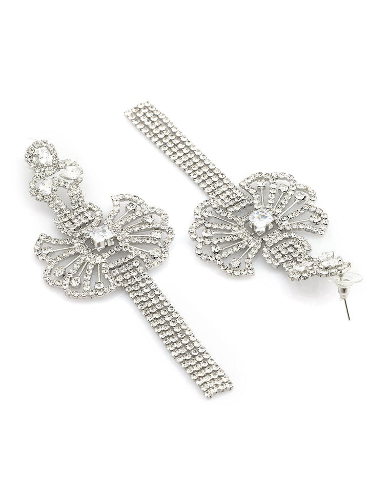 Silver-Toned Contemporary Drop Earrings - Trendisia