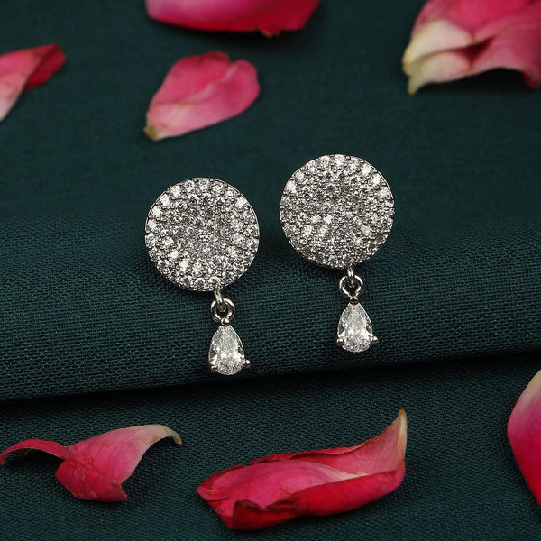 Silver-Toned Diamond Shaped Stud Earrings - Trendisia