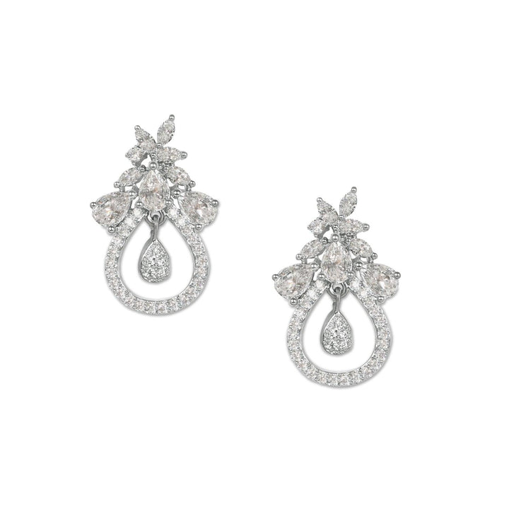 Silver-Toned Diamond Shaped Studs Earrings - Trendisia