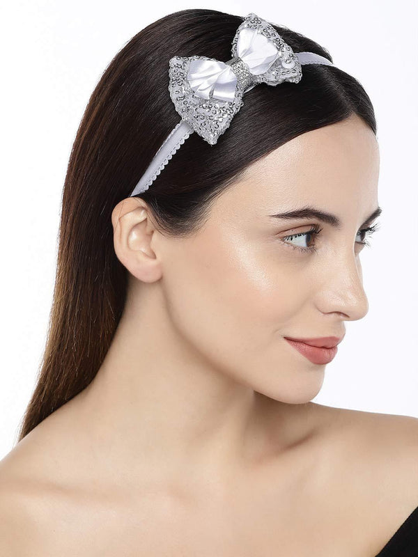 Silver-Toned Embellished Hairband - Trendisia