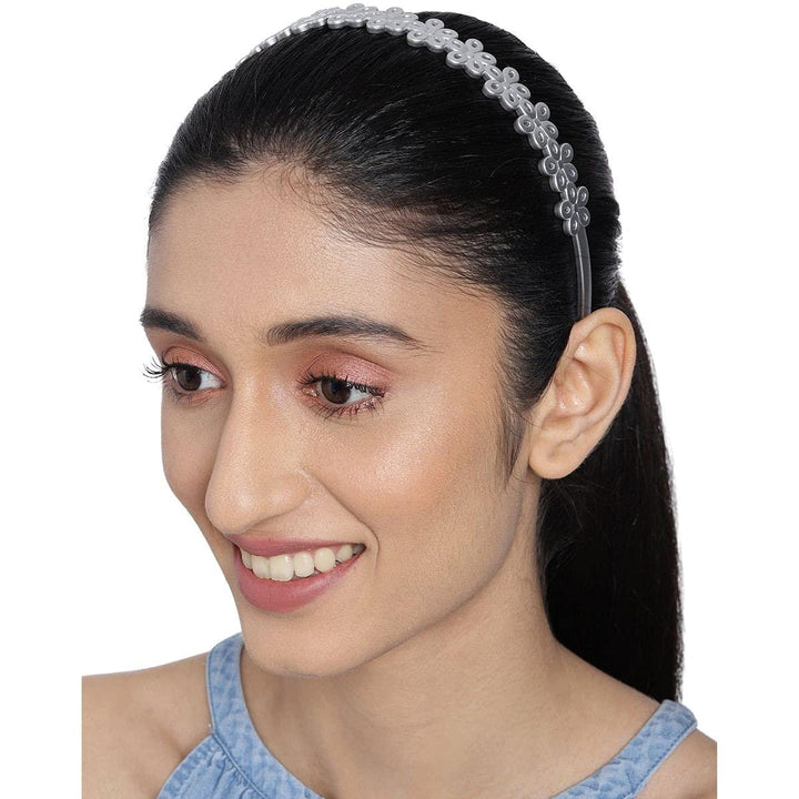 Silver-Toned Floral Hairband - Trendisia