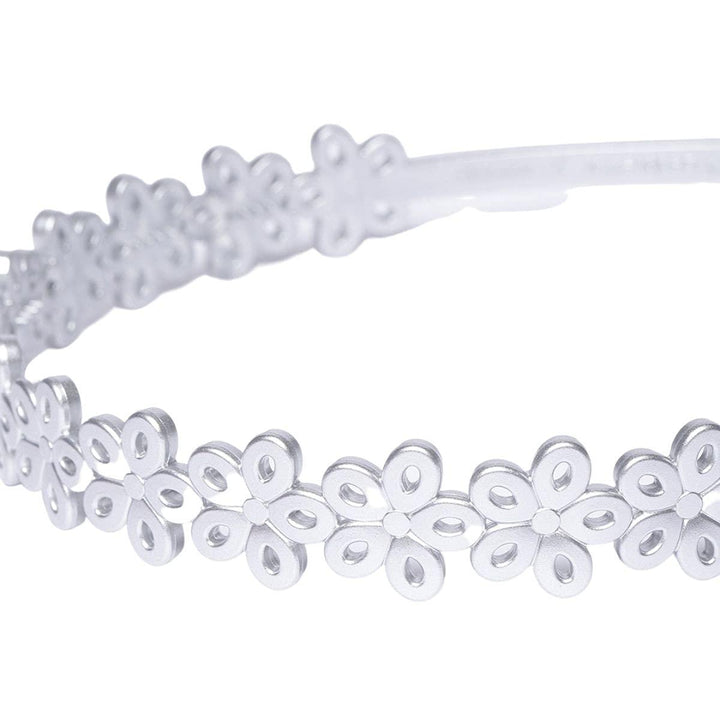 Silver-Toned Floral Hairband - Trendisia