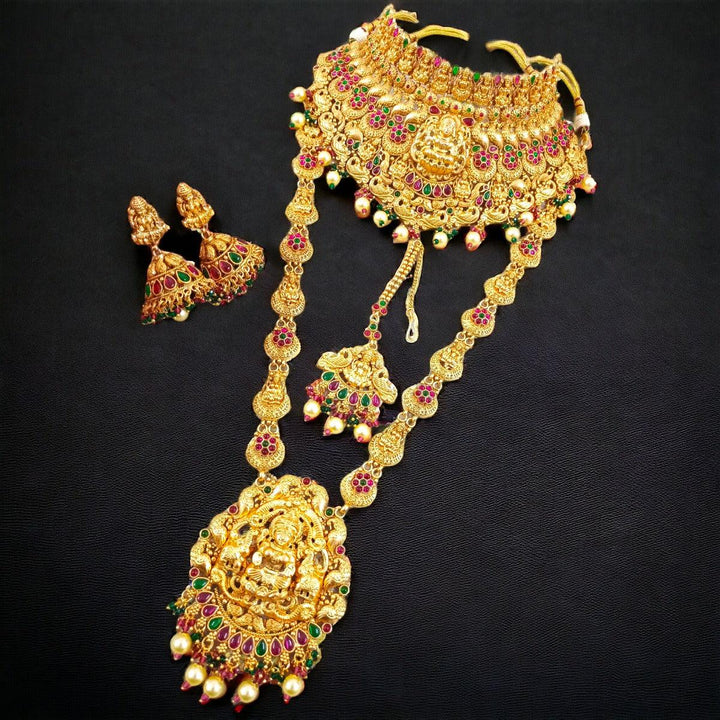 Traditional Gold Jewellery Set with Earrings - Trendisia