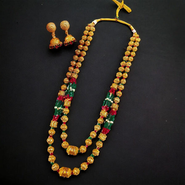 Traditional Gold Plated Jaipuri Mala Necklace - Trendisia