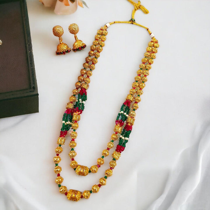 Traditional Gold Plated Jaipuri Mala Necklace - Trendisia