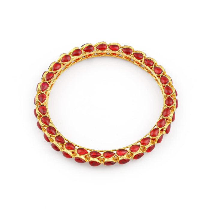 Traditional Gold Plated Kundan Rajwadi Kada - Trendisia