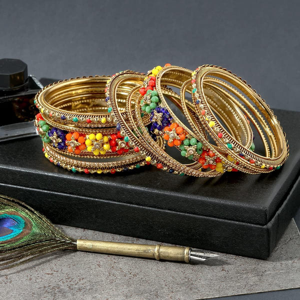 Traditional Gold Plated Multicolor Bangles - Trendisia