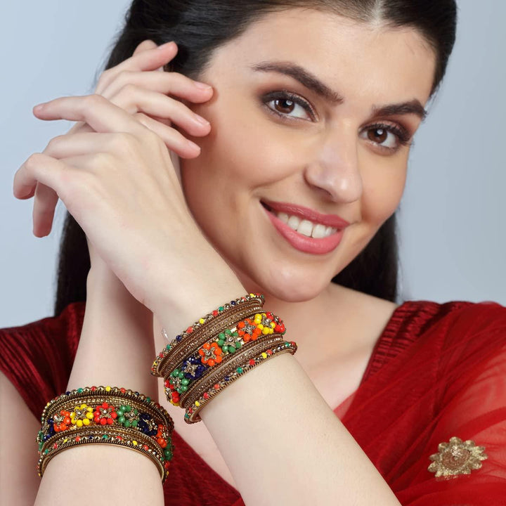 Traditional Gold Plated Multicolor Bangles - Trendisia