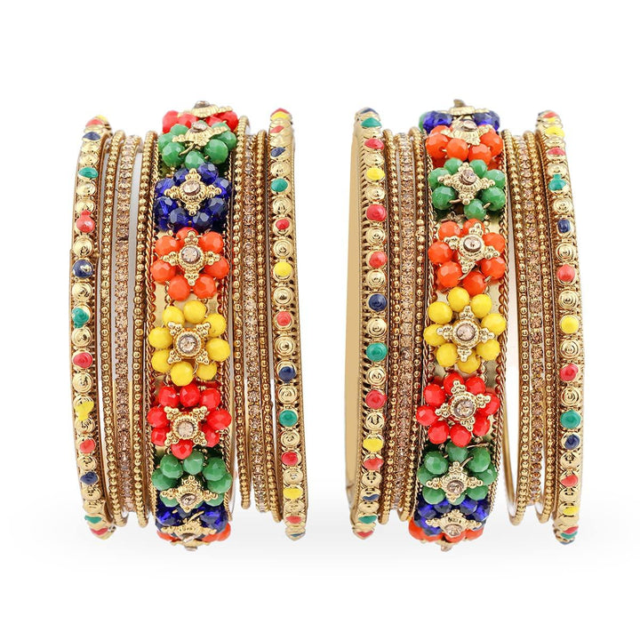 Traditional Gold Plated Multicolor Bangles - Trendisia