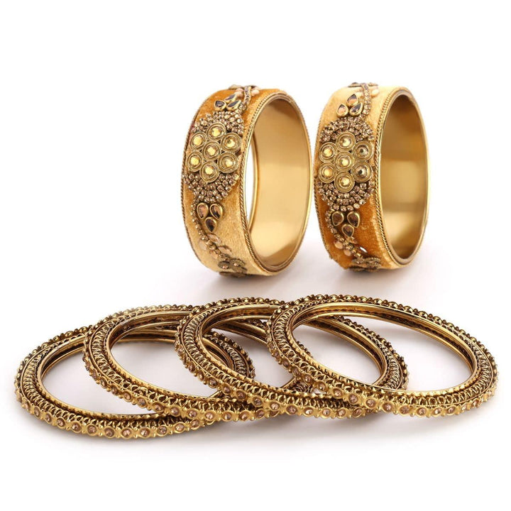 Traditional Gold-Plated Rajwadi Chooda 6 Pcs. - Trendisia