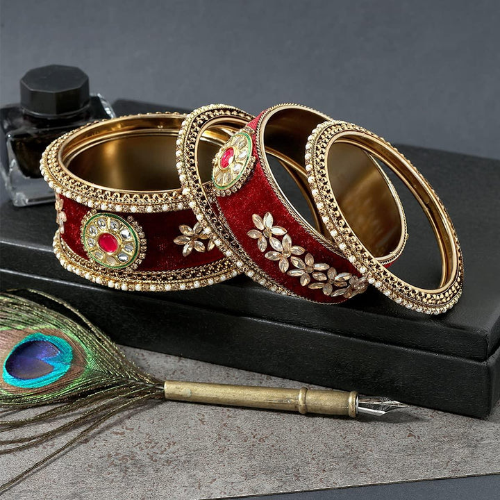 Traditional Gold Plated Rajwadi Chooda Kada – Trendisia