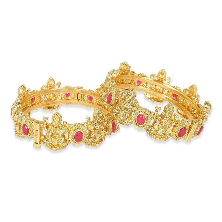 Traditional Indian Goddess Ruby Set of 2 Kada - Trendisia