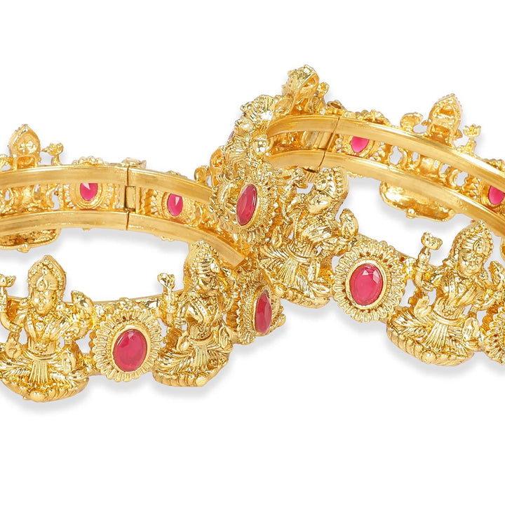 Traditional Indian Goddess Ruby Set of 2 Kada - Trendisia