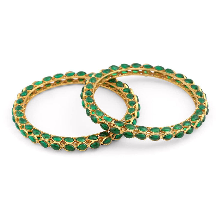 Traditional Matte Gold Plated Kada Set of 2 - Trendisia