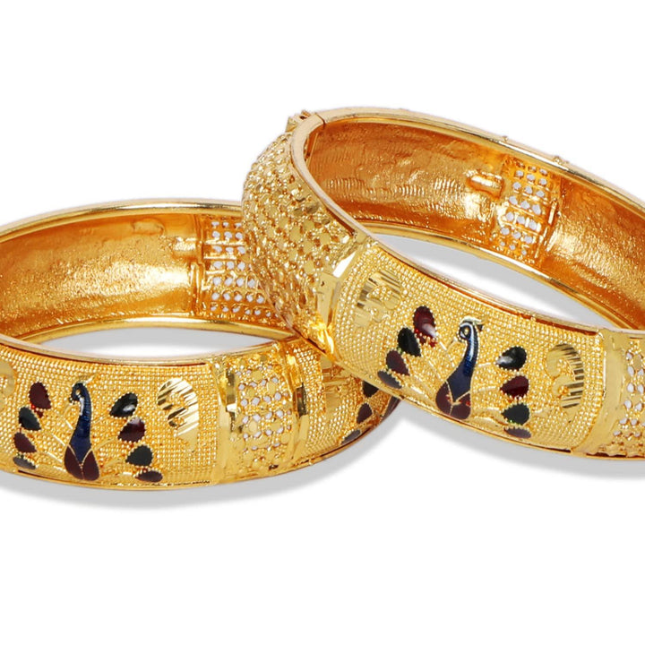 Traditional Meenakari Peacock Set of 2 Kada - Trendisia