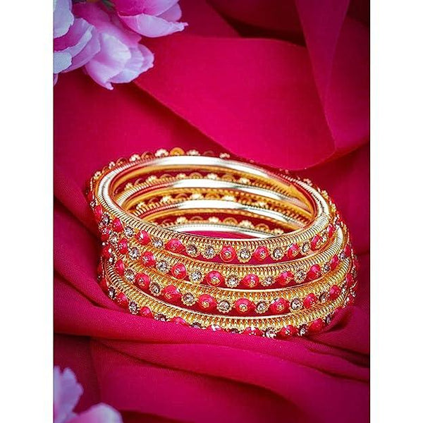 Traditional Red Bridal Floral Design Bangles - Trendisia