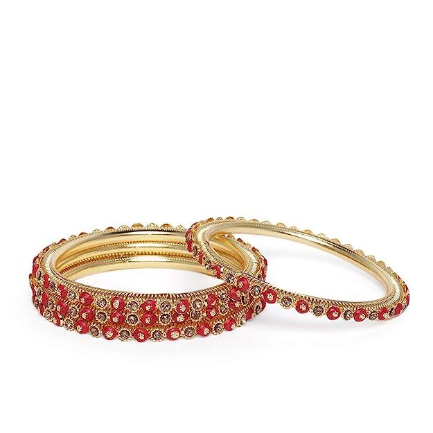 Traditional Red Bridal Floral Design Bangles - Trendisia