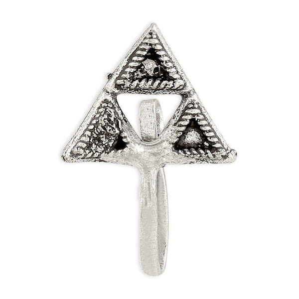 Traditional Rhodium Plated Triangular Nose Pin - Trendisia