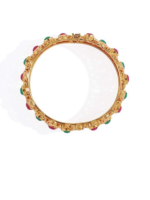 Traditional Set of 2 Ruby Matte Gold Kada - Trendisia