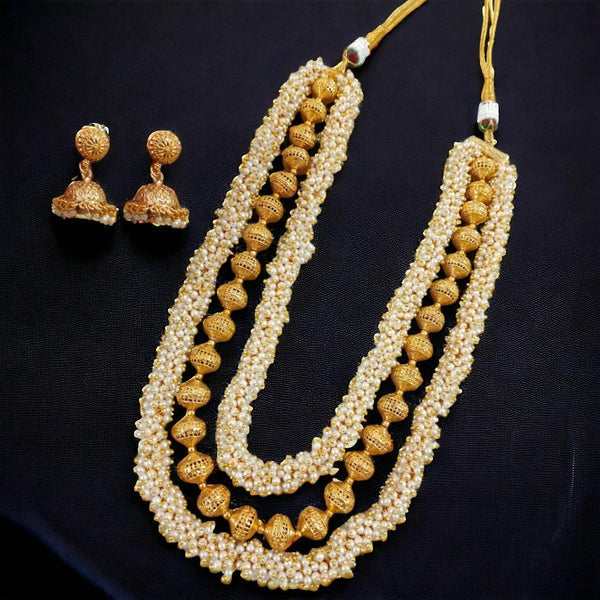 Treditional Gold Plated Pearl Necklace - Trendisia