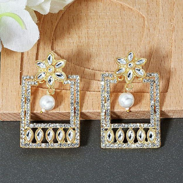 Gold plated kundan dangle earrings - Trendisia
