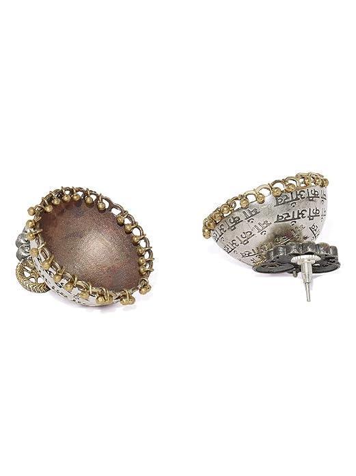 Silver-Plated Gold-Toned Oxidised Dome Shaped Jhumkas - Trendisia