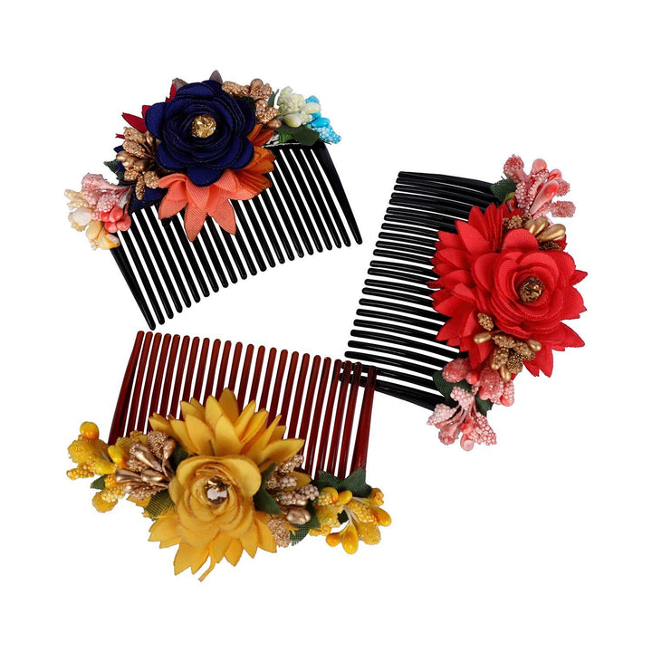 Trendisia Pack of 3 Floral Beaded Comb Pins - Trendisia