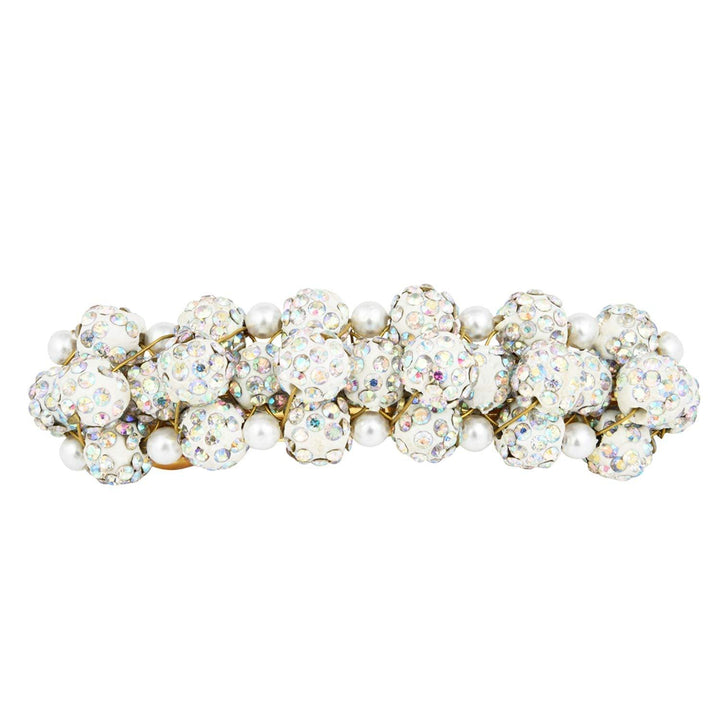 White Shambala Balls & Pearls Brass Hairpin - Trendisia