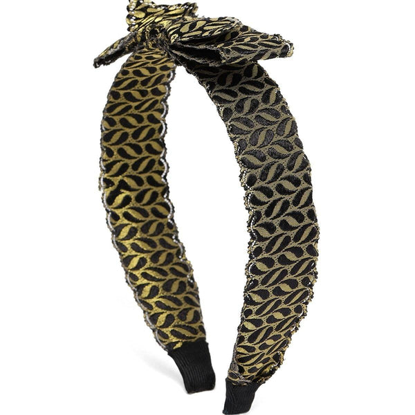 Women Black Gold Printed Hairband - Trendisia