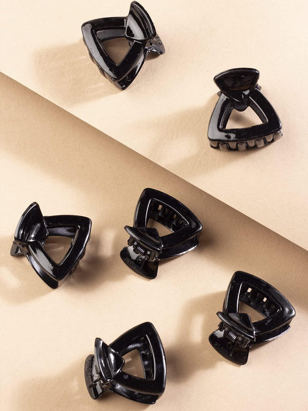 Women Black Pack Of 6 Acrylic Hair Clip - Trendisia