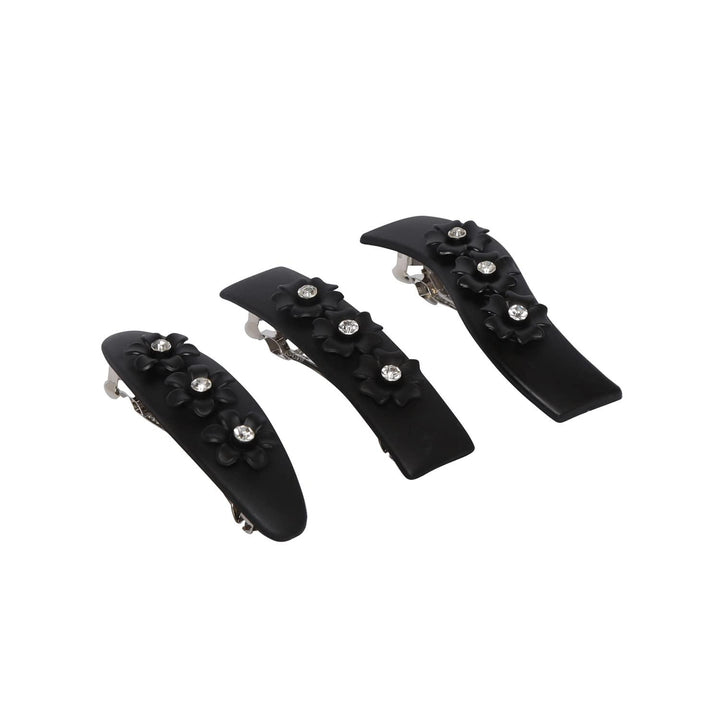 Women Black Set of 3 French Barrette - Trendisia