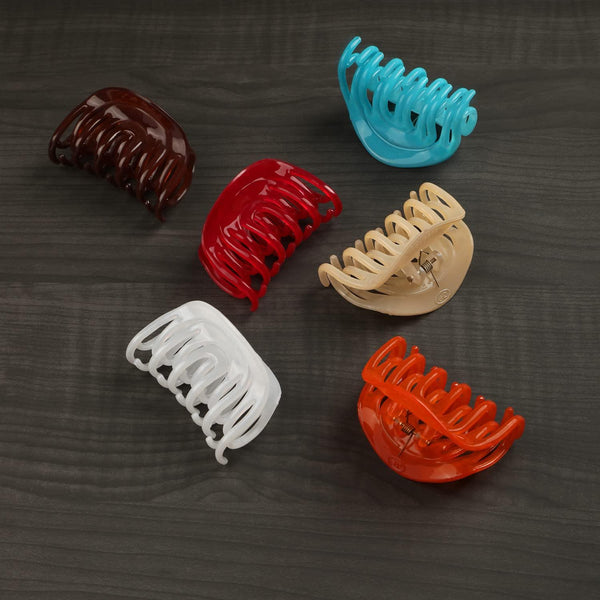 Women Blue Red Set of 6 Claw Clip - Trendisia