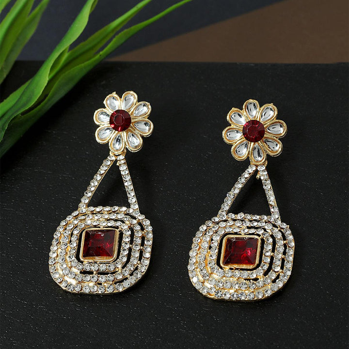 Women Gold-Plated Square Drop Earrings - Trendisia