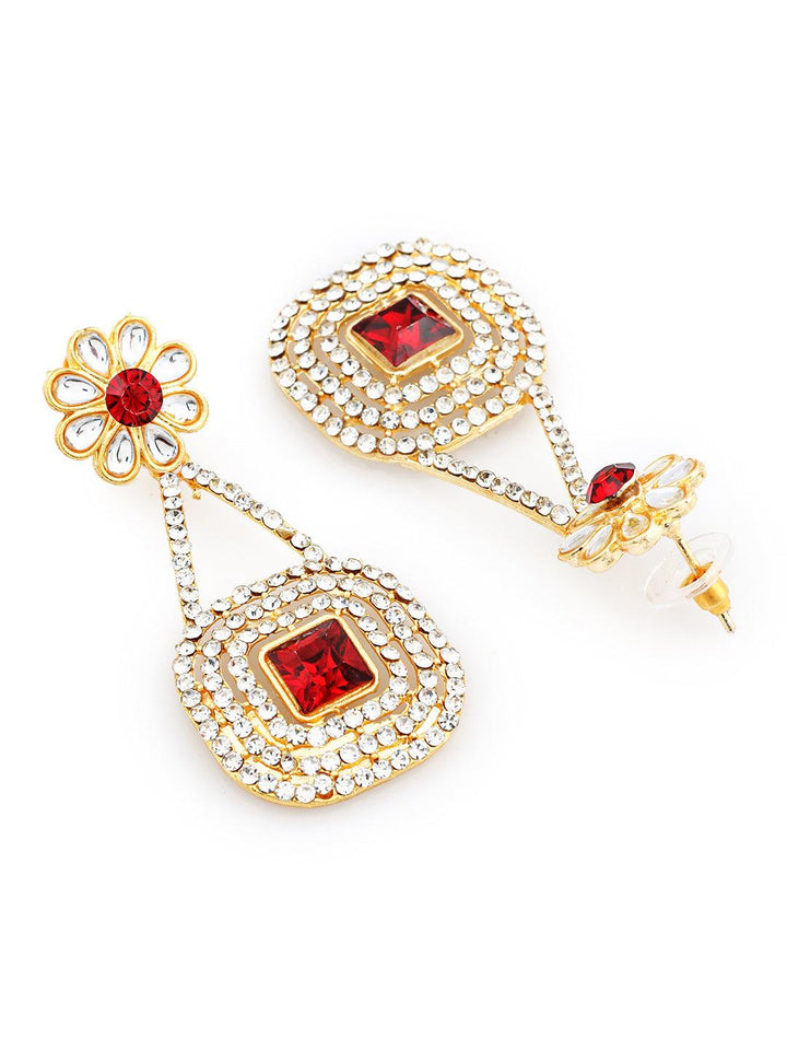 Women Gold-Plated Square Drop Earrings - Trendisia