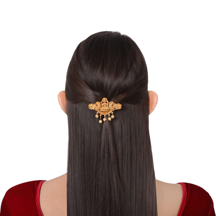 Women Gold-Toned Beaded French Barrette - Trendisia