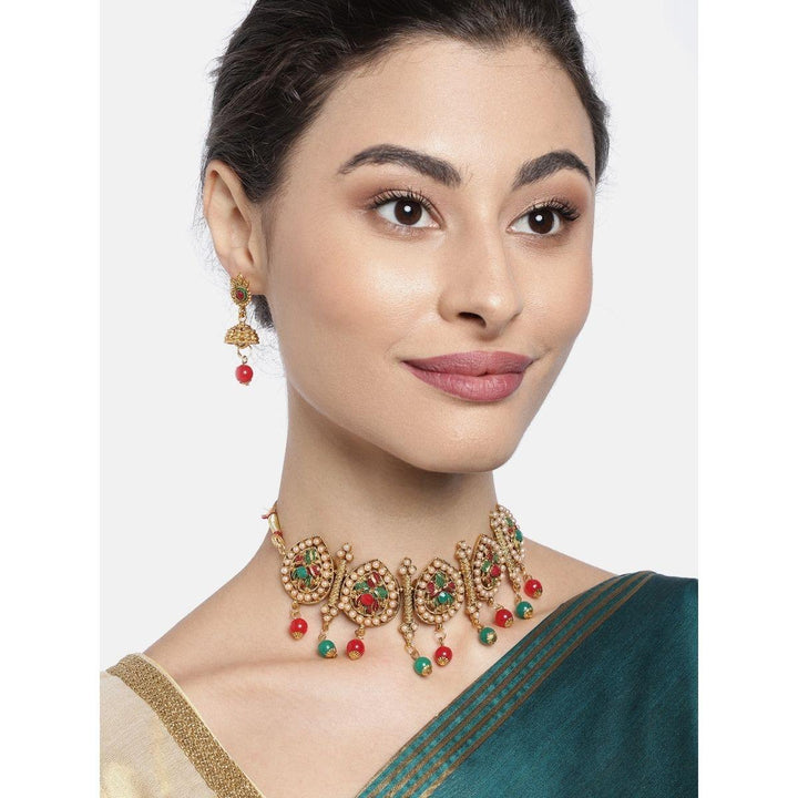 Women Gold-Toned White Antique Jewellery Set - Trendisia