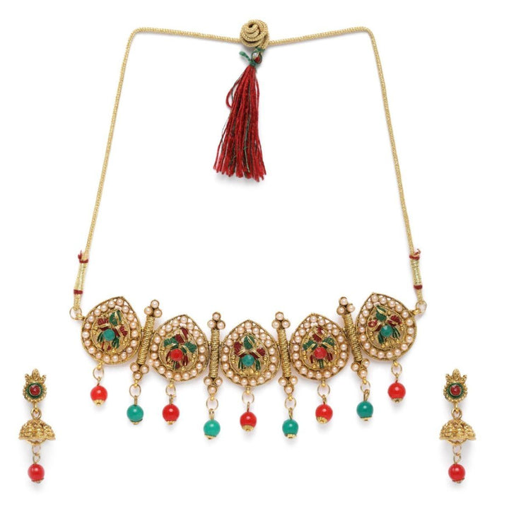 Women Gold-Toned White Antique Jewellery Set - Trendisia